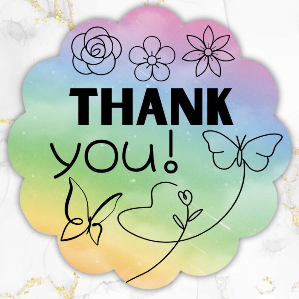 100 thermal Rainbow flowers Stickers